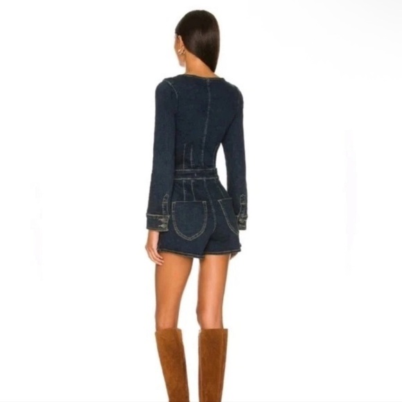 NEW FREE PEOPLE We The Free CRVY High Society Playsuit $148 Socialite Longsleeve - Picture 2 of 13